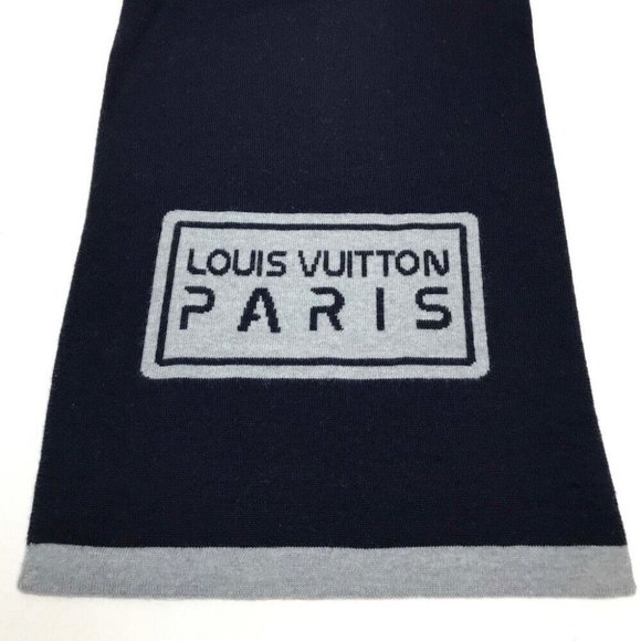 LOUIS VUITTON MP2236 Echarpe Gravity Scarf Navy/Gray Wool - Picture 9 of 9